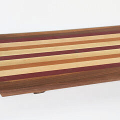 Contemporary Multi-Wood Footed Long Cutting Board or Charcuterie Board