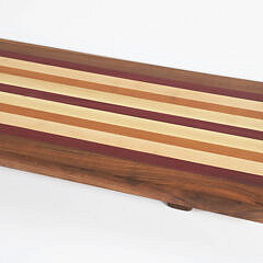 Contemporary Multi-Wood Footed Long Cutting Board or Charcuterie Board