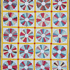 Vintage Colorful Dresden Plate Patchwork Quilt, Circa 1930s
