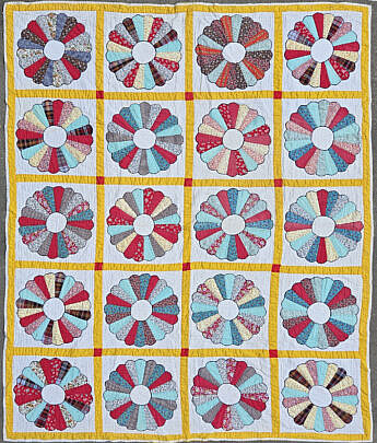 Vintage Colorful Dresden Plate Patchwork Quilt, Circa 1930s