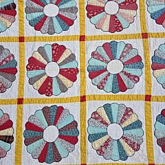 Vintage Colorful Dresden Plate Patchwork Quilt, circa 1930s