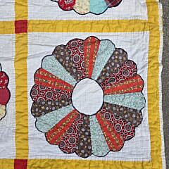 Vintage Colorful Dresden Plate Patchwork Quilt, circa 1930s