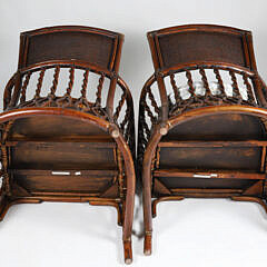 Pair of Mitchell Gold and Bob Williams Rattan Armchairs and Ottoman