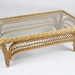 Rattan Glass Top Coffee Table