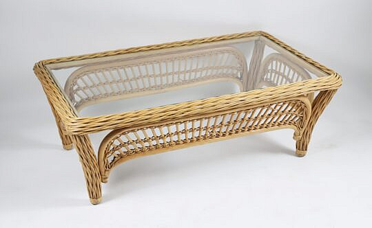 Rattan Glass Top Coffee Table