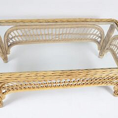 Maguire or Paleck Style Rattan Glass Top Coffee Table