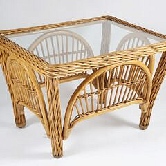 Rattan Glass Top Coffee Table 