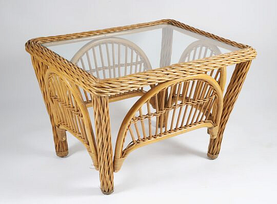Rattan Glass Top Coffee Table 