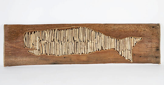 Folk Art Sperm Whale on Plank