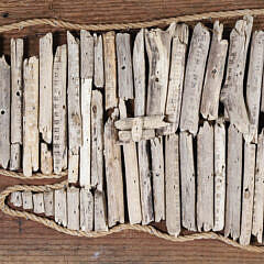 Folk Art Driftwood Fragments Sperm Whale on Plank