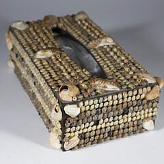 Shell Encrusted Tissue Box with Slide Cover on Base