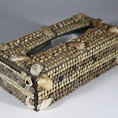 Shell Encrusted Tissue Box with Slide Cover on Base