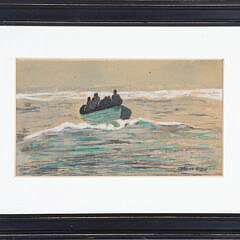 Charles Riter Watercolor on Paper "Coming Ashore in a Dory"