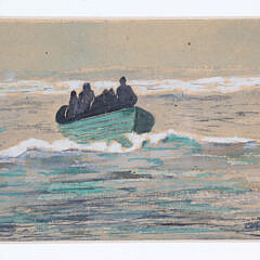 Charles Riter Watercolor on Paper “Coming Ashore in a Dory”