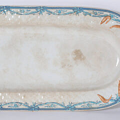 Antique Oval Porcelain Seafood Serving Platter with Lobster Motif