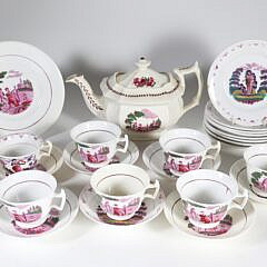 English Pink Lustre Tea Set, 19th Century