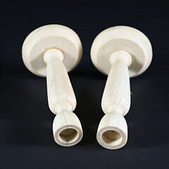 Pair of Turned Antique Bone Candlesticks