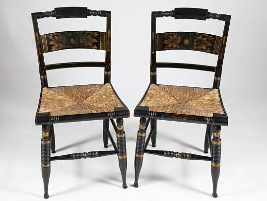 3-5580 Black and Gold Painted Hitchcock Chairs A 9942 JPG