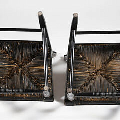 Pair of Signed Black Stencilled Hitchcock Rush Seat Side Chairs