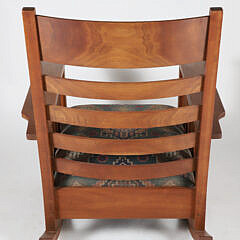 Branded Stickley Upholstered Rocker and Stool