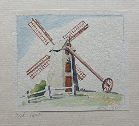 Doris and Richard Beer Watercolor on Paper "Oldest Mill"