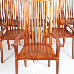 Set of Six Signed Stephen Swift High Back Cherry Dining Chairs, circa 1994