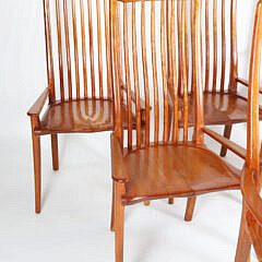 Set of Six Signed Stephen Swift High Back Cherry Dining Chairs, circa 1994