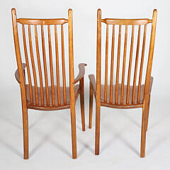 Set of Six Signed Stephen Swift High Back Cherry Dining Chairs, circa 1994