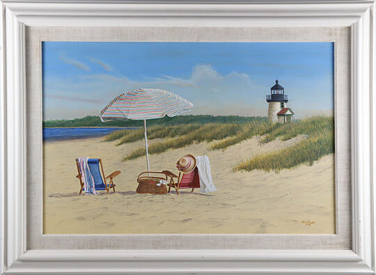 Tom Mielko Oil on Panel D "Romantic Rendezvous Brant Point"