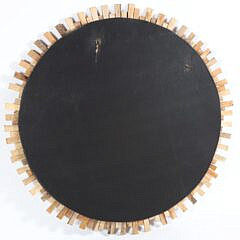 Contemporary Round Pine Mirror in a Sunburst Design