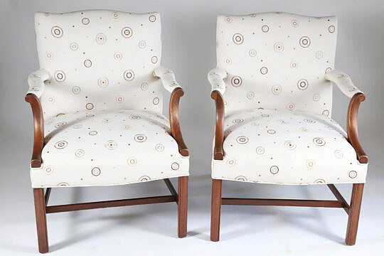 Pair of Upholstered Open Armchairs