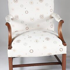 Pair of Upholstered Open Lolling Armchairs