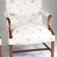 Pair of Upholstered Open Lolling Armchairs