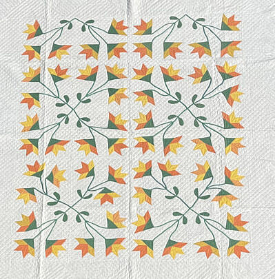 Vintage North Carolina Lily Quilt, Circa 1930s