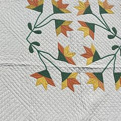 Vintage North Carolina Lily Appliique Quilt, circa 1930s