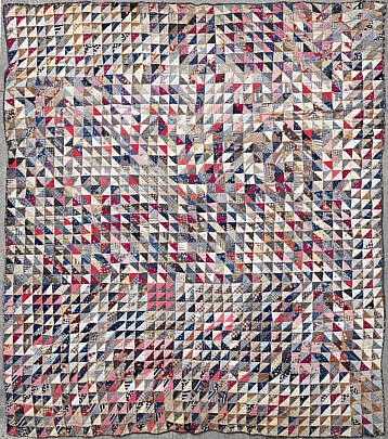 19th Century Touching Triangles Patchwork Quilt