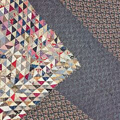 Antique Touching Triangles “Broken Dishes” Patchwork Quilt, 19th Century