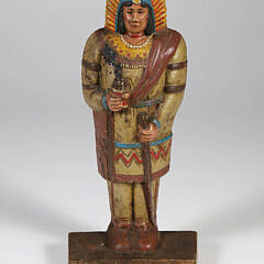 Cast Iron and Polychrome Native American Indian "Cigar Store" Doorstop