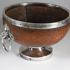 Antique English Silver Plated Oak Fruit Bowl