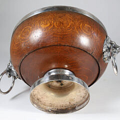 Antique English Silver Plated Oak Fruit Bowl