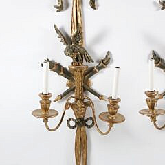 Vintage Pair of Italian Carved and Gilt Eagle Sconses