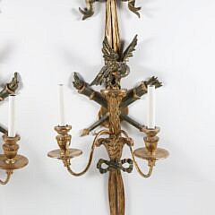 Vintage Pair of Italian Carved and Gilt Eagle Sconses
