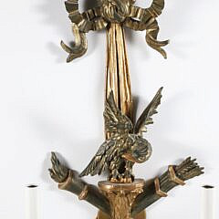 Vintage Pair of Italian Carved and Gilt Eagle Sconses
