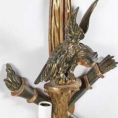 Vintage Pair of Italian Carved and Gilt Eagle Sconses