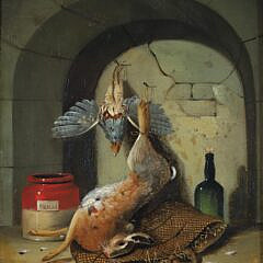 Pair of Oil Paintings on Wood Panels “After The Hunt”, 19th Century