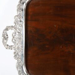Mahogany and Repousse Silver Plated Serving Tray, 19th Century