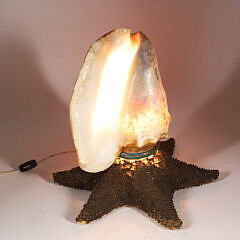 Vintage Conch Shell and Starfish Lamp