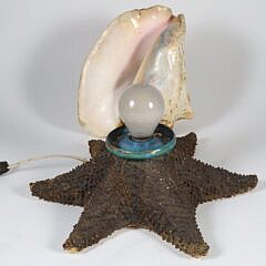 Vintage Conch Shell and Starfish Lamp