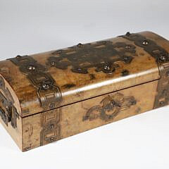 Exotic Wood Brass Strapped Sewing Box, 19th Century