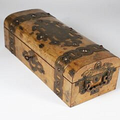 Exotic Wood Brass Strapped Sewing Box, 19th Century